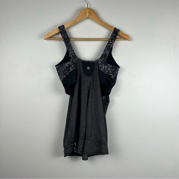 Lululemon Run Times Tank- Women's Size 8- W1F18S Heathered Black/Rocky Road - Picture 4 of 7